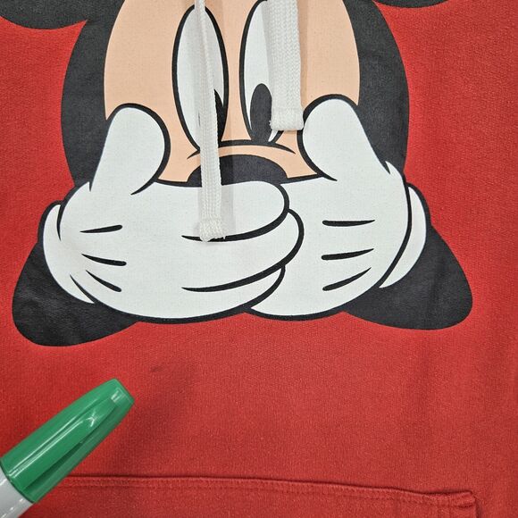 Disney Neff Mickey Mouse Hoodie Mens Large Red Uh Oh Pullover Jacket L - Picture 2 of 12